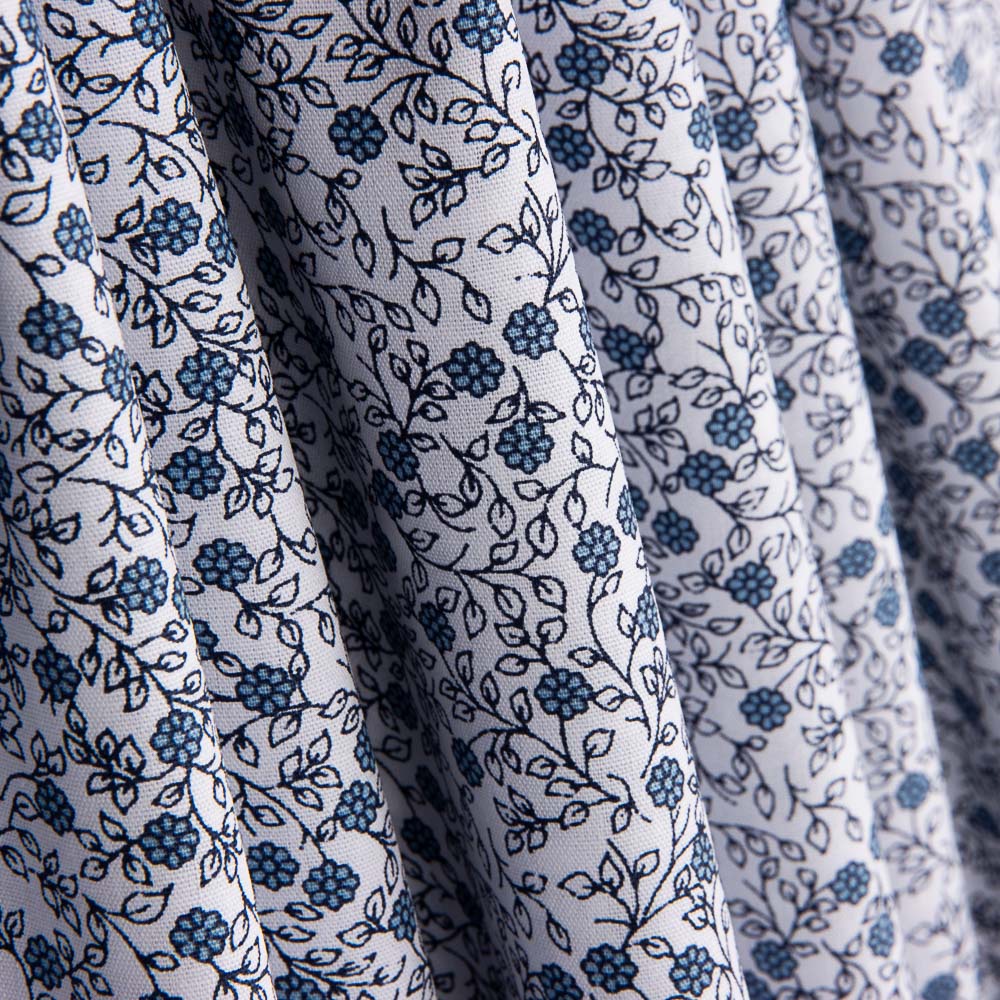 Popeline Algodão Minimals Branco-Azul - Ribes y Casals