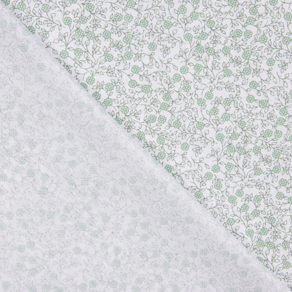 Popeline Algodão Minimals Branco-Verde - Ribes y Casals