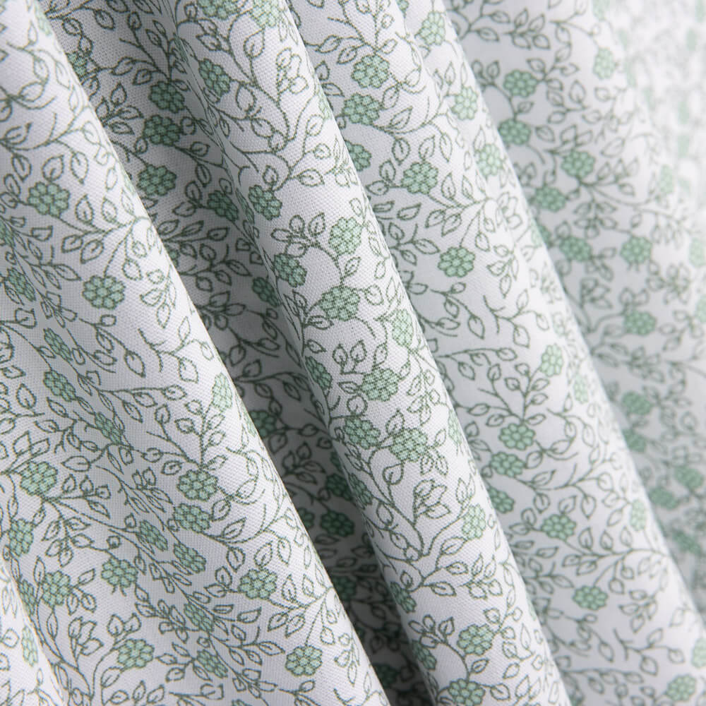 Popeline Algodão Minimals Branco-Verde - Ribes y Casals