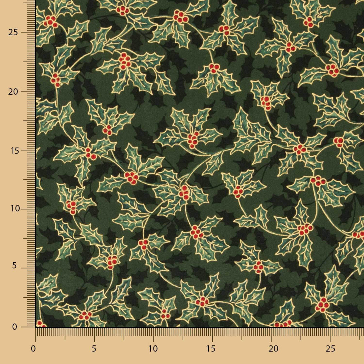 Algodão Natal Ramo Azevinho Verde - Ribes y Casals