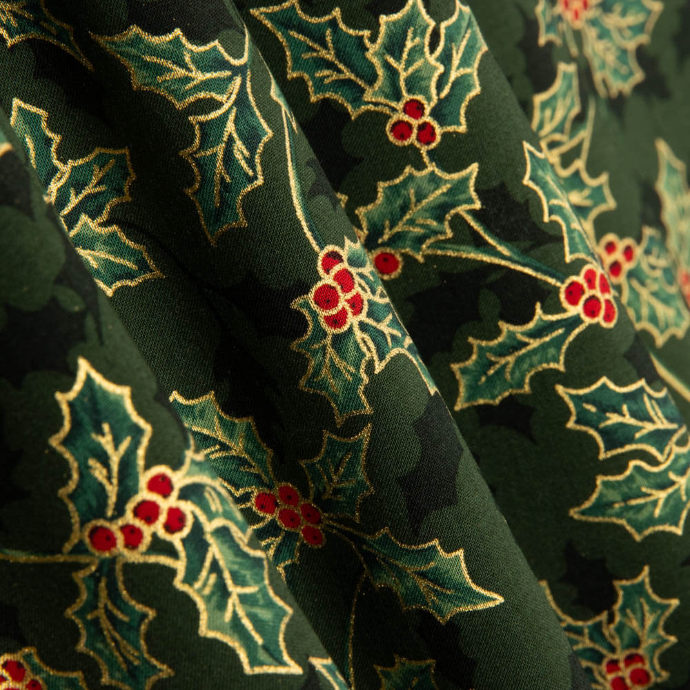 Algodão Natal Ramo Azevinho Verde - Ribes y Casals