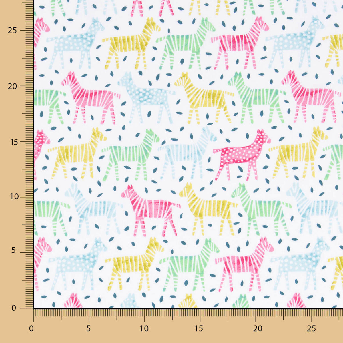 Popeline De Algodão Orgânico Infantil Zebras Multicoloridas - Ribes y Casals