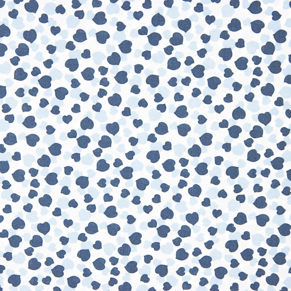 Popeline Algodão Orgânico Infantil Corações Azuis - Ribes y Casals