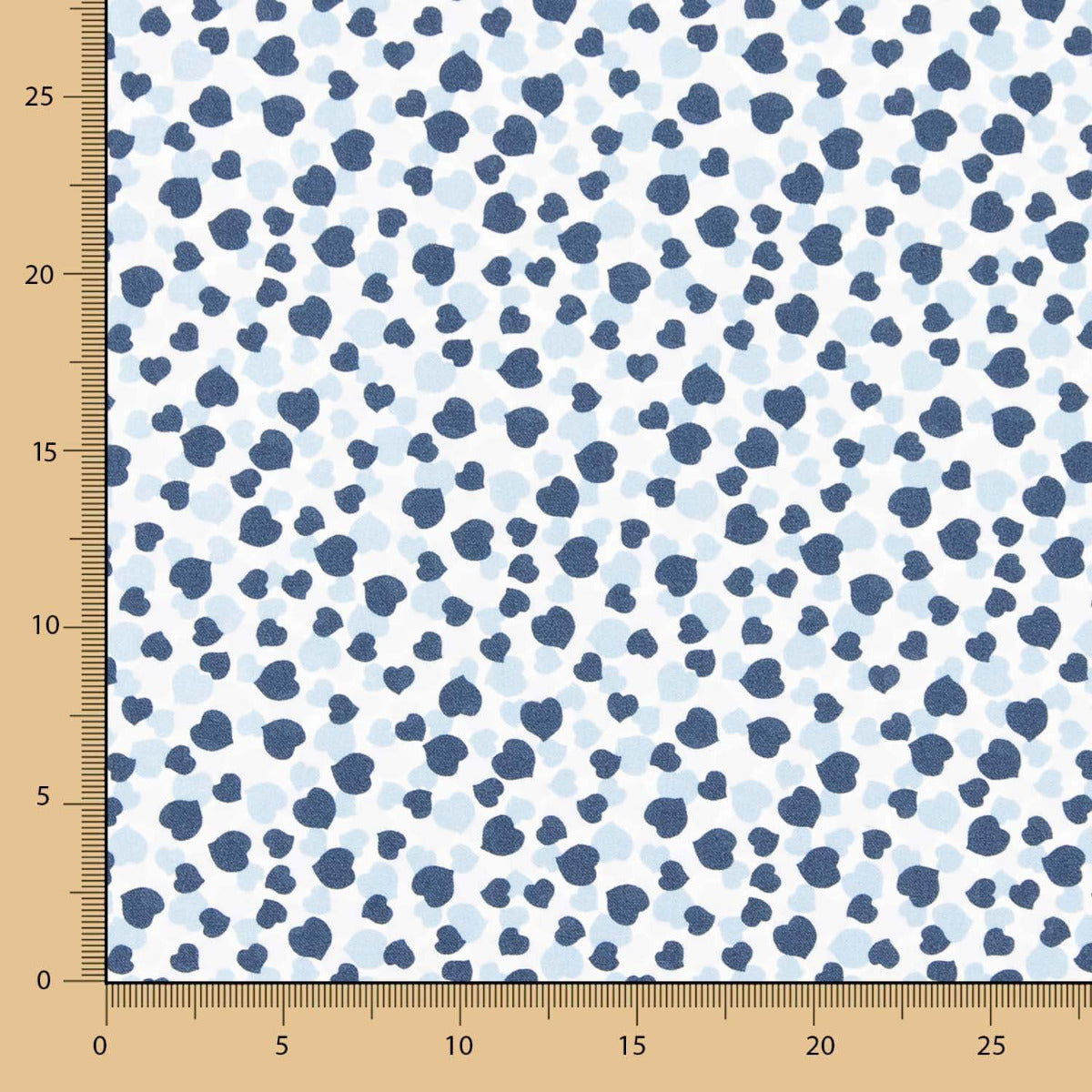 Popeline Algodão Orgânico Infantil Corações Azuis - Ribes y Casals