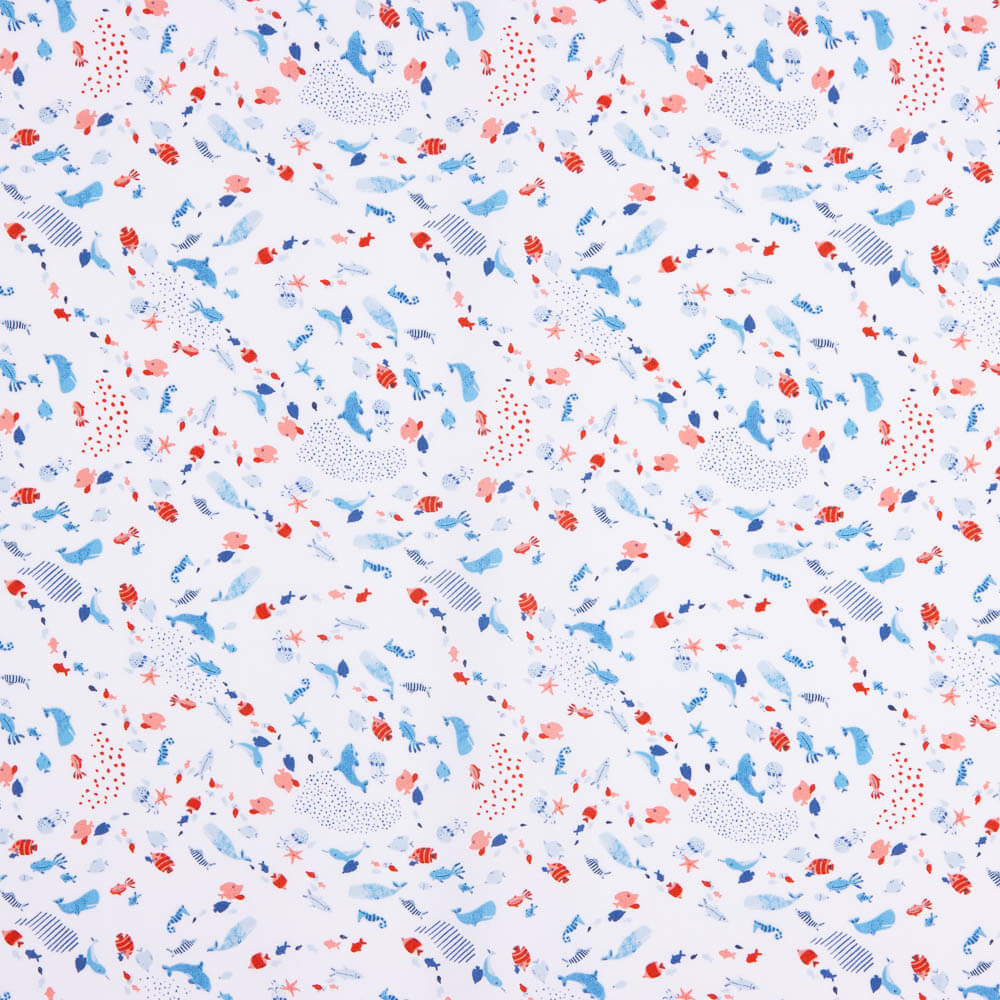 Popeline Algodão Orgânico Infantil Golfinhos - Ribes y Casals