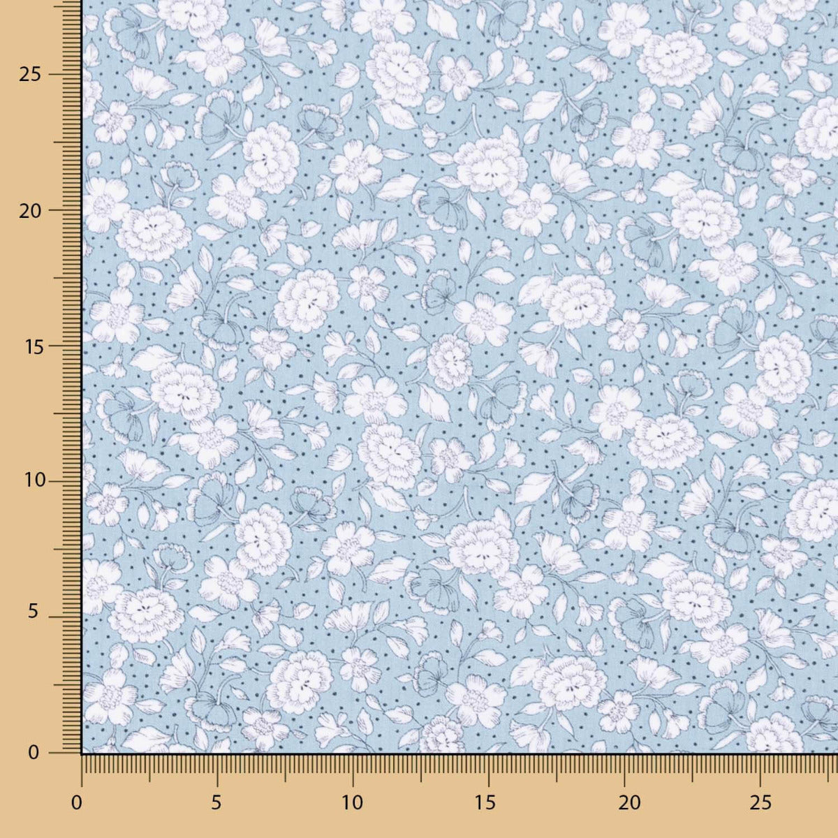 Popeline Algodão Orgânico Infantil Flor Bolinhas Azuis. - Ribes y Casals