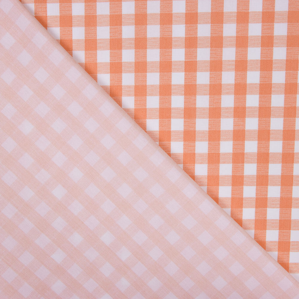 Popeline Algodão Orgânico Infantil Maxi Quadrado Laranja - Ribes y Casals