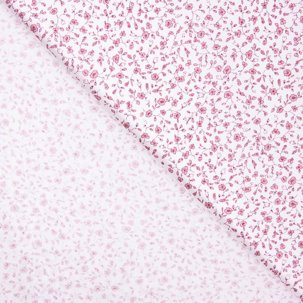 Popeline Algodão Orgânico Infantil Mini Flor Rosa - Ribes y Casals