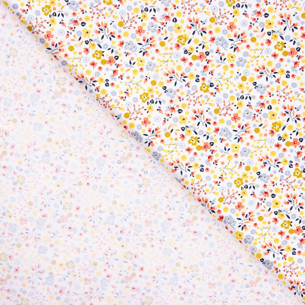 Popeline Algodão Orgânico Infantil Mini Jardim Amarelo - Ribes y Casals