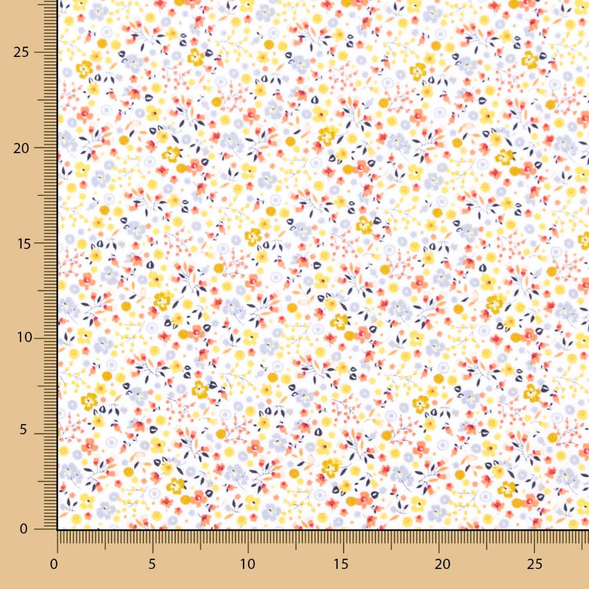 Popeline Algodão Orgânico Infantil Mini Jardim Amarelo - Ribes y Casals