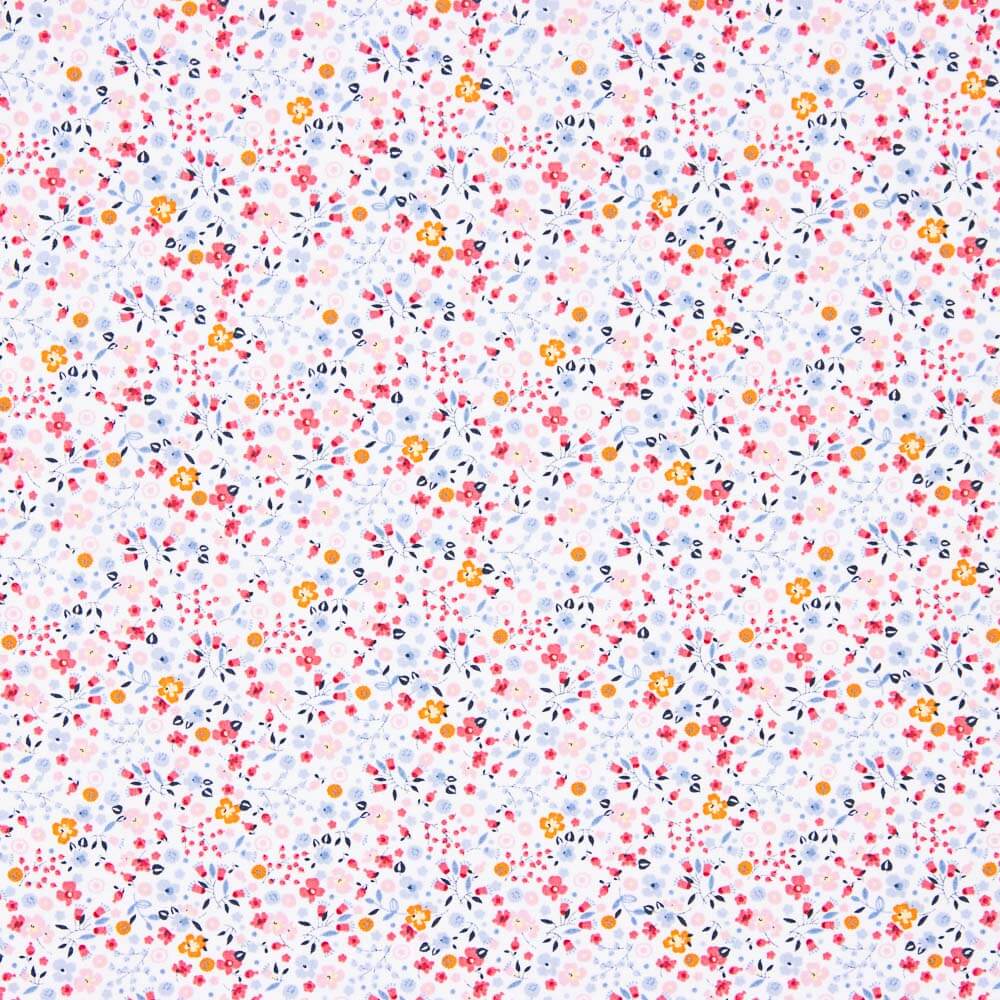 Popeline Algodão Orgânico Infantil Mini Jardim Laranja - Ribes y Casals