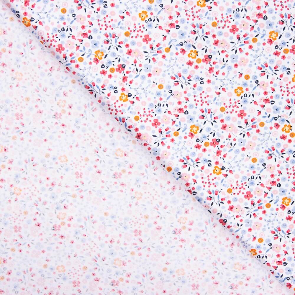 Popeline Algodão Orgânico Infantil Mini Jardim Laranja - Ribes y Casals