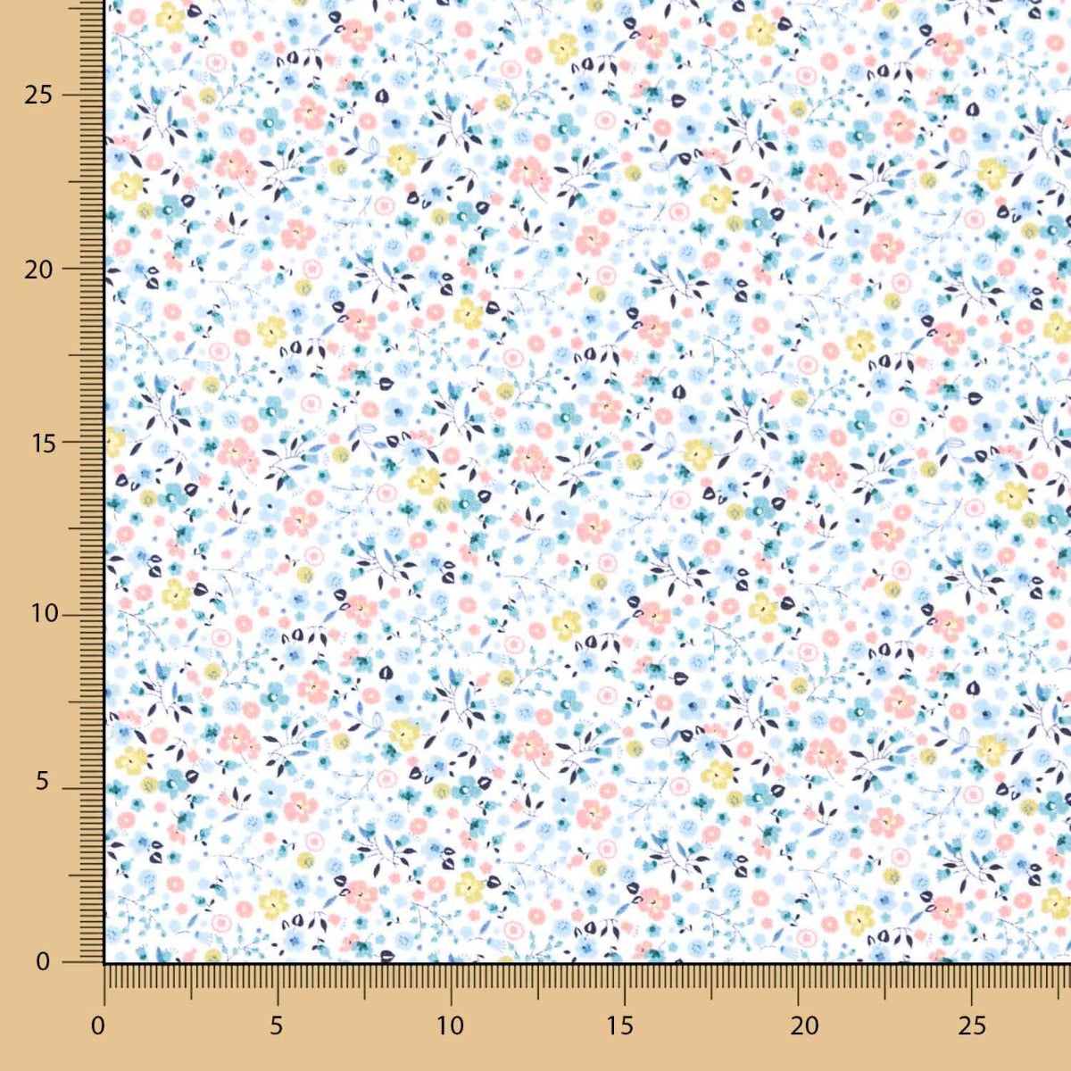 Popeline Algodão Orgânico Infantil Mini Jardim Água Verde - Ribes y Casals