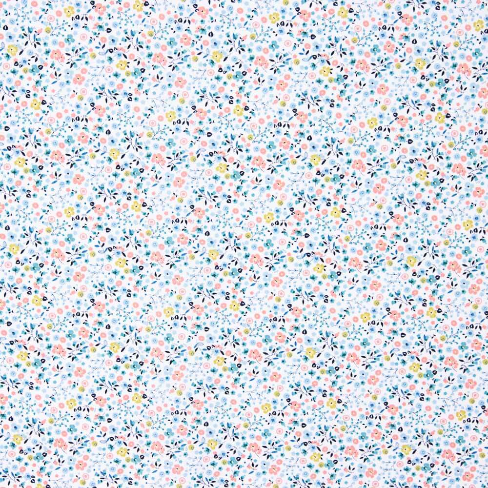 Popeline Algodão Orgânico Infantil Mini Jardim Água Verde - Ribes y Casals