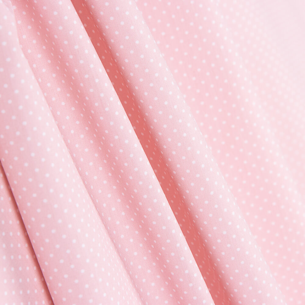 Popeline Algodão Orgânico Infantil Mini Bolinhas Rosa - Ribes y Casals