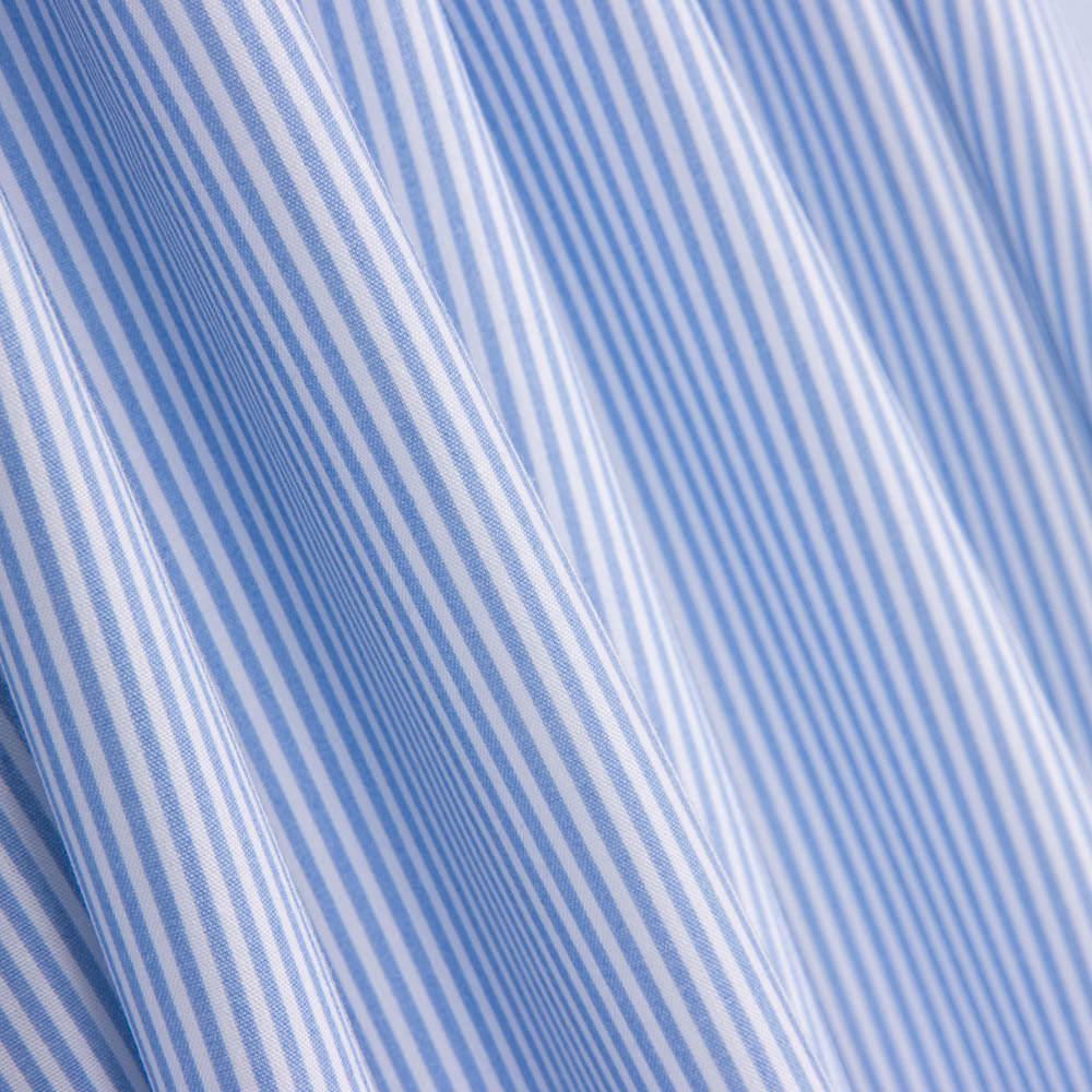 Popeline Algodão Orgânico Infantil Mini Riscas Azul - Ribes y Casals