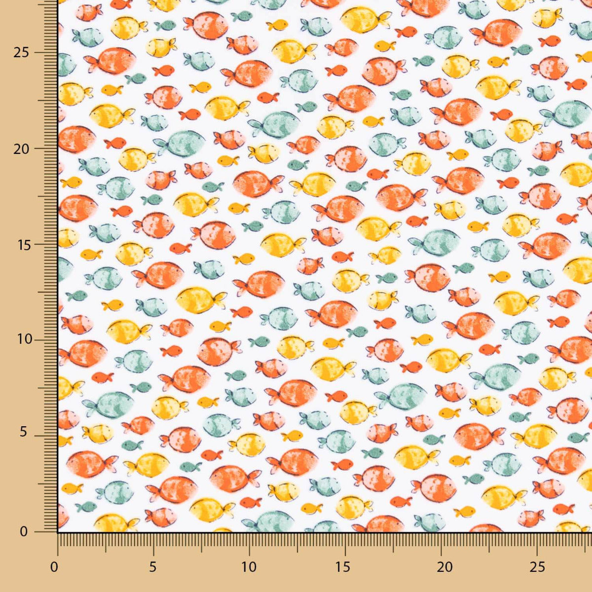 Popeline Algodão Orgânico Infantil Peixes Coral - Ribes y Casals