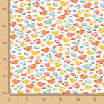 Popeline Algodão Orgânico Infantil Peixes Coral - Ribes y Casals