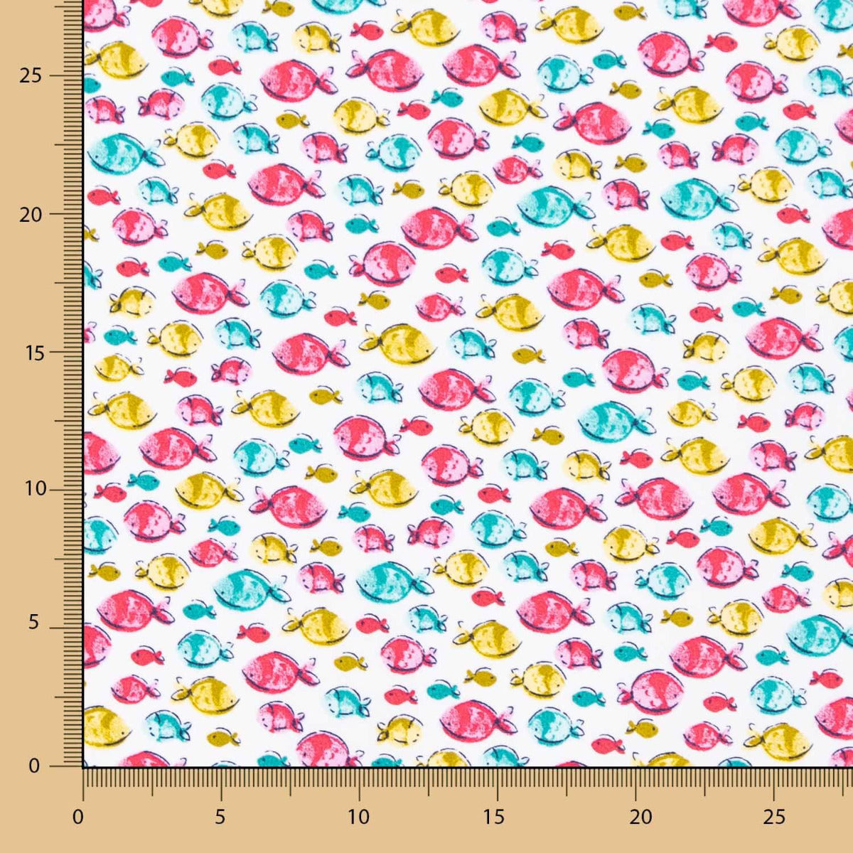 Popeline Algodão Orgânico Infantil Peixes Rosa - Ribes y Casals