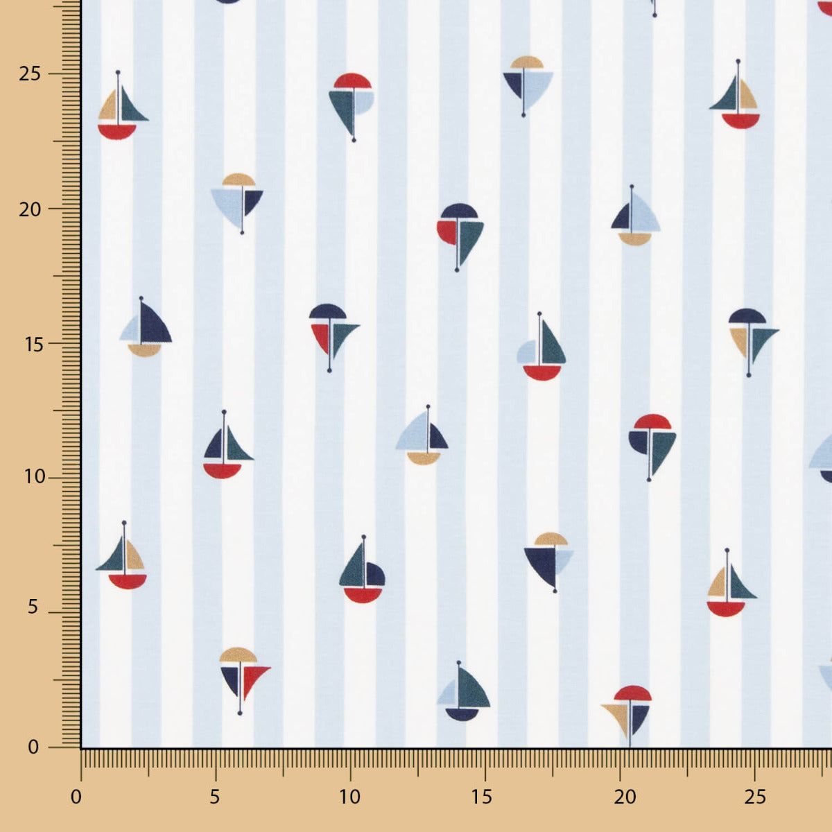 Popeline Algodão Orgânico Infantil Vichy Barcos - Ribes y Casals