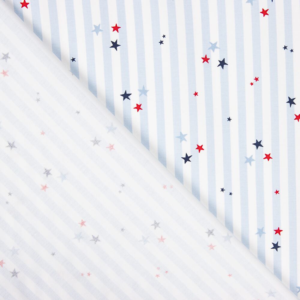 Popeline Algodão Orgânico Infantil Vichy Estrelas - Ribes y Casals