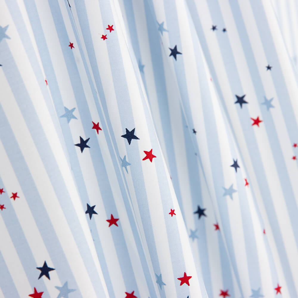 Popeline Algodão Orgânico Infantil Vichy Estrelas - Ribes y Casals