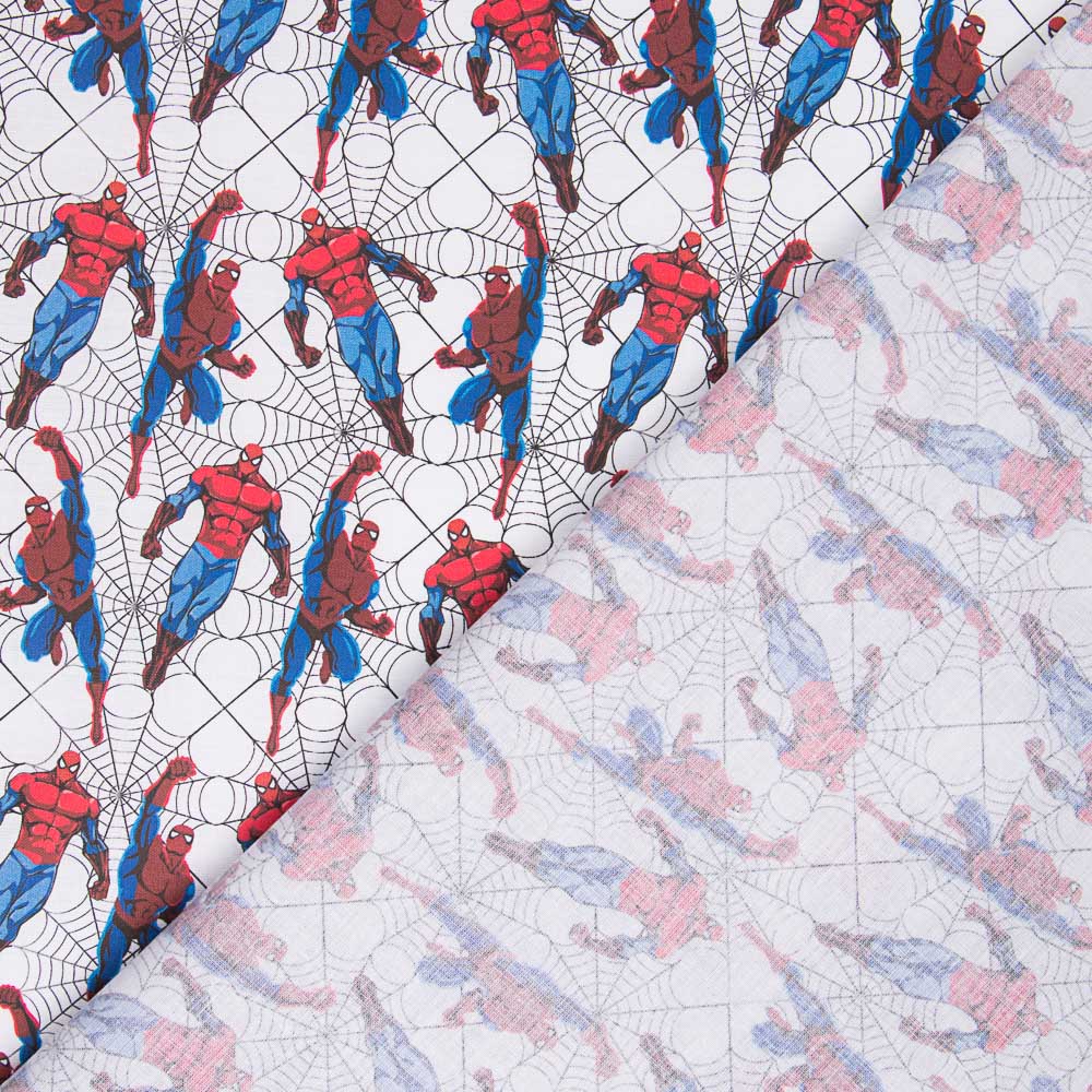 Popelina Algodão Spiderman Branco - Ribes y Casals