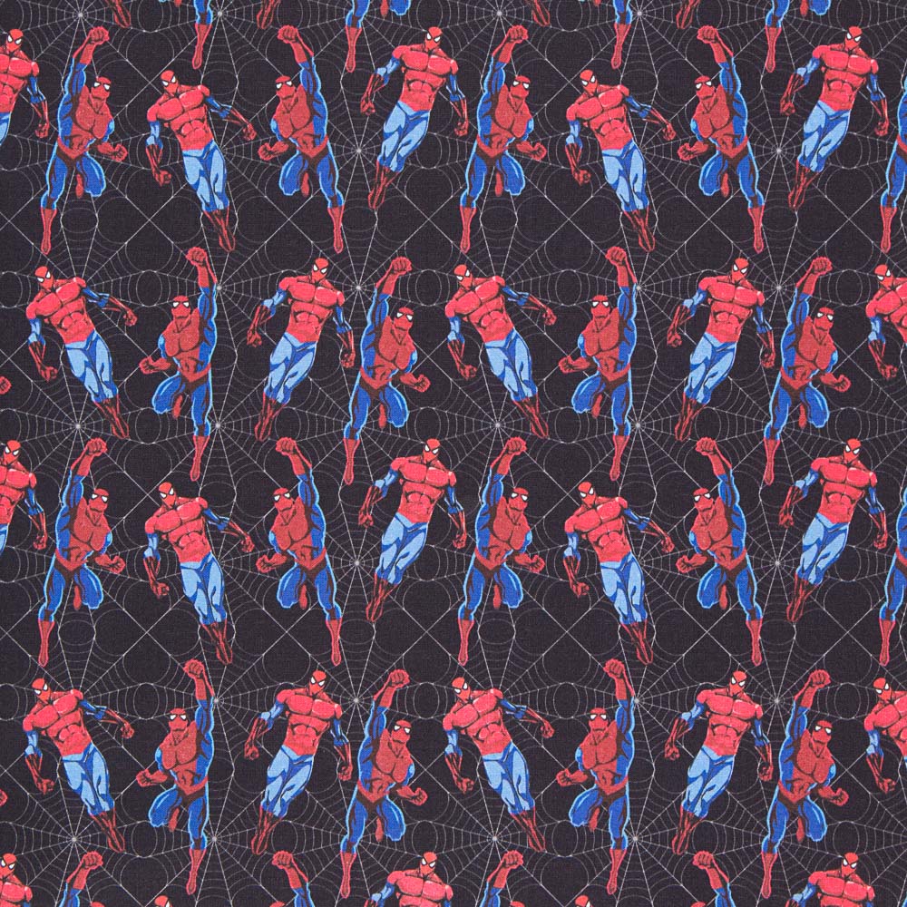 Popelina Algodão Spiderman Preto - Ribes y Casals