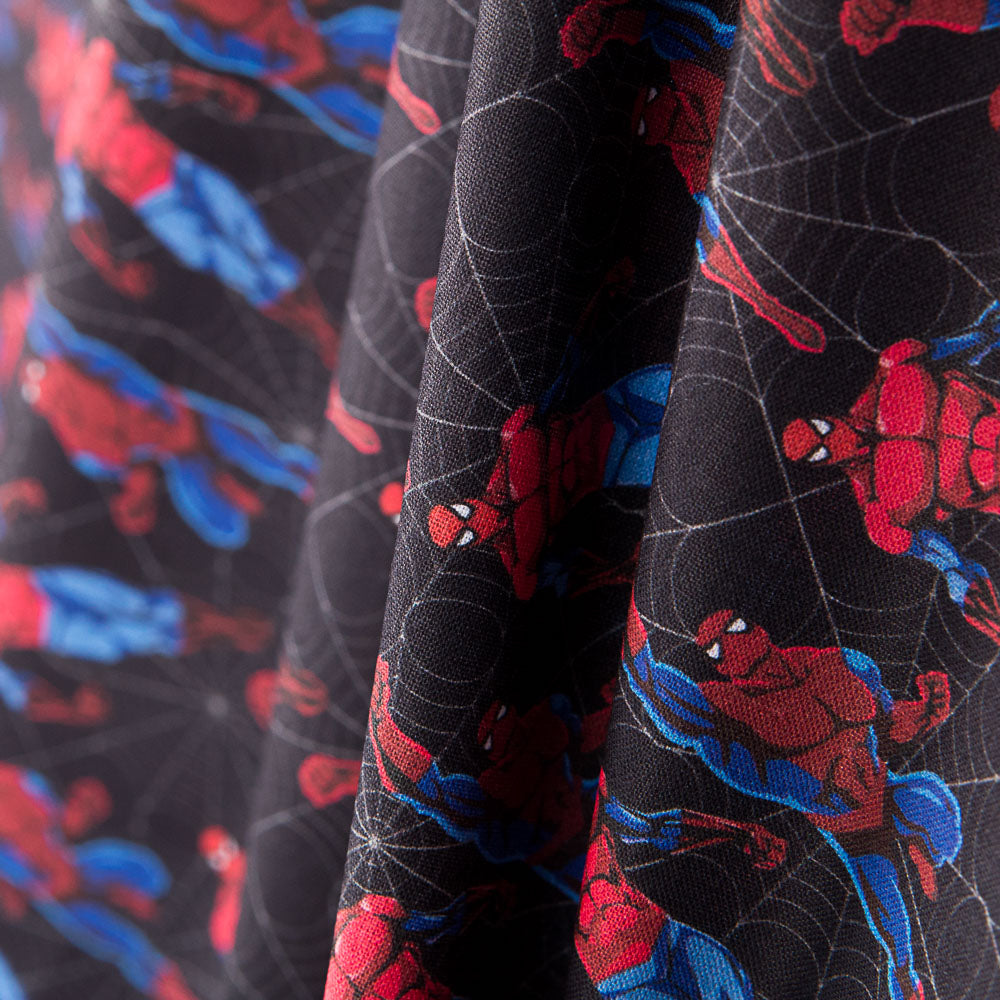 Popelina Algodão Spiderman Preto - Ribes y Casals