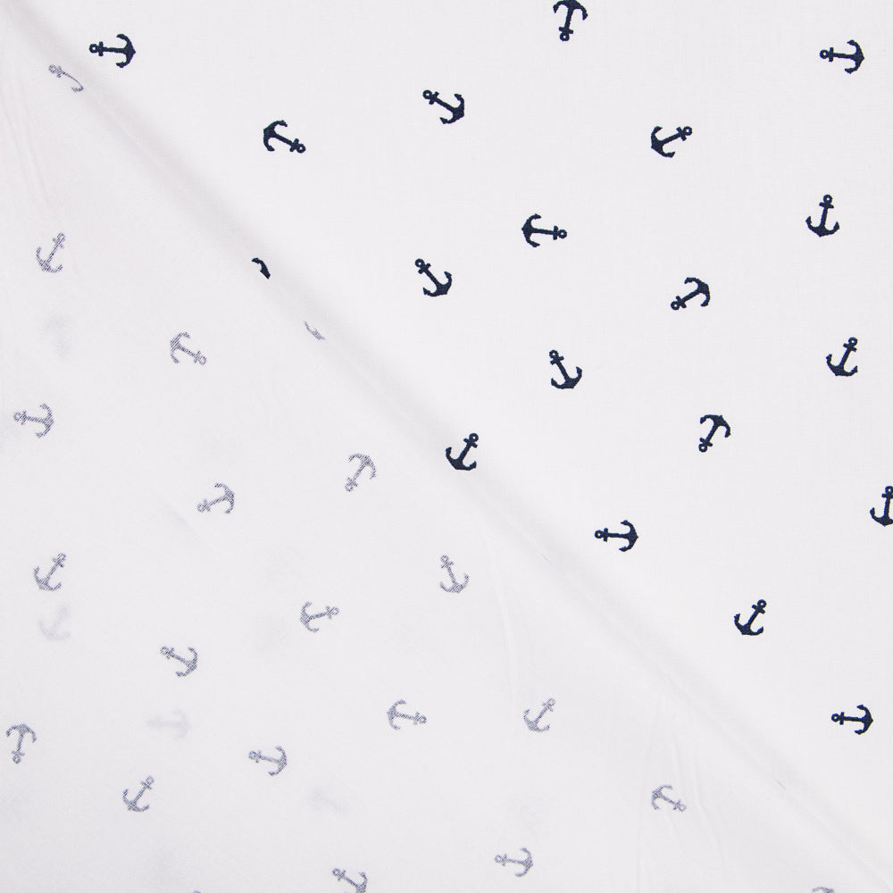 Popeline Âncoras Branco - Ribes y Casals