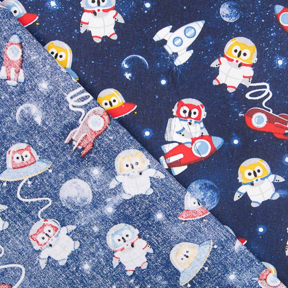 Popeline Coruja Astronauta Oeko-Tex® - Ribes y Casals