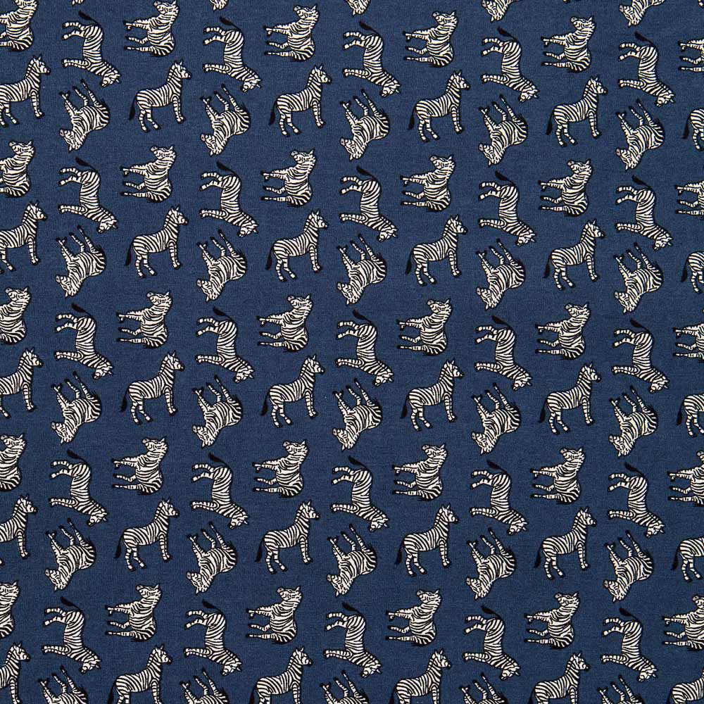 Popelín Cebras Azul - Ribes y Casals