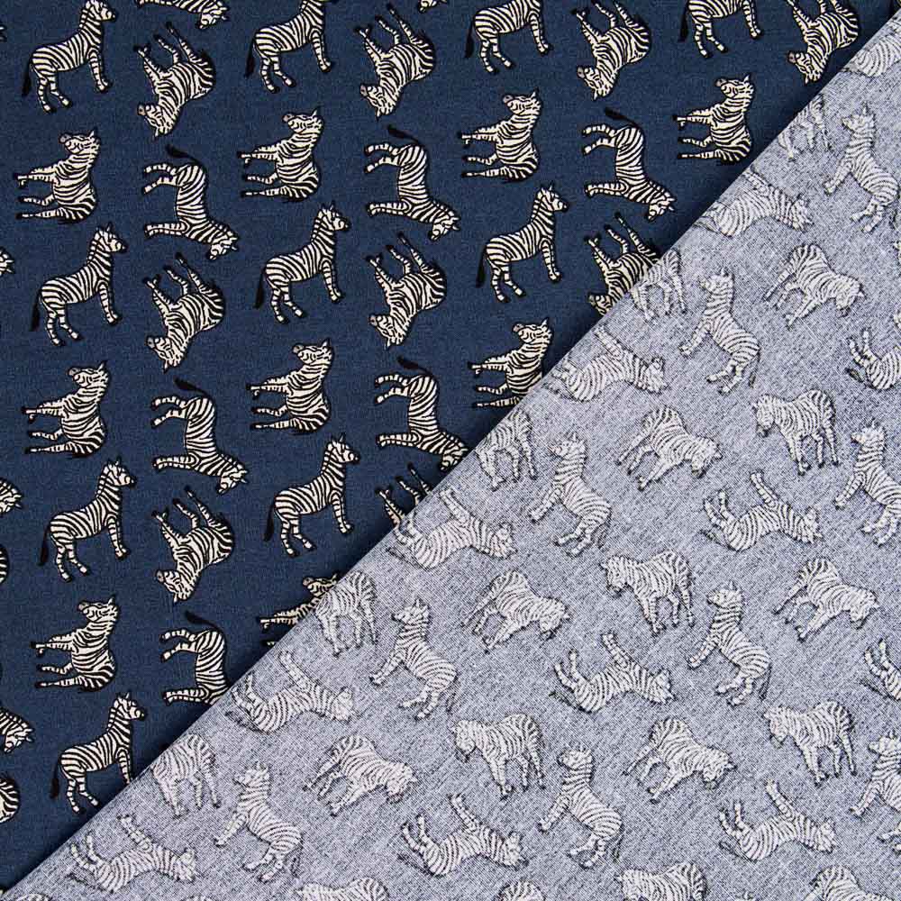 Retal Popelín Cebras Azul 90x145 cm - Ribes y Casals