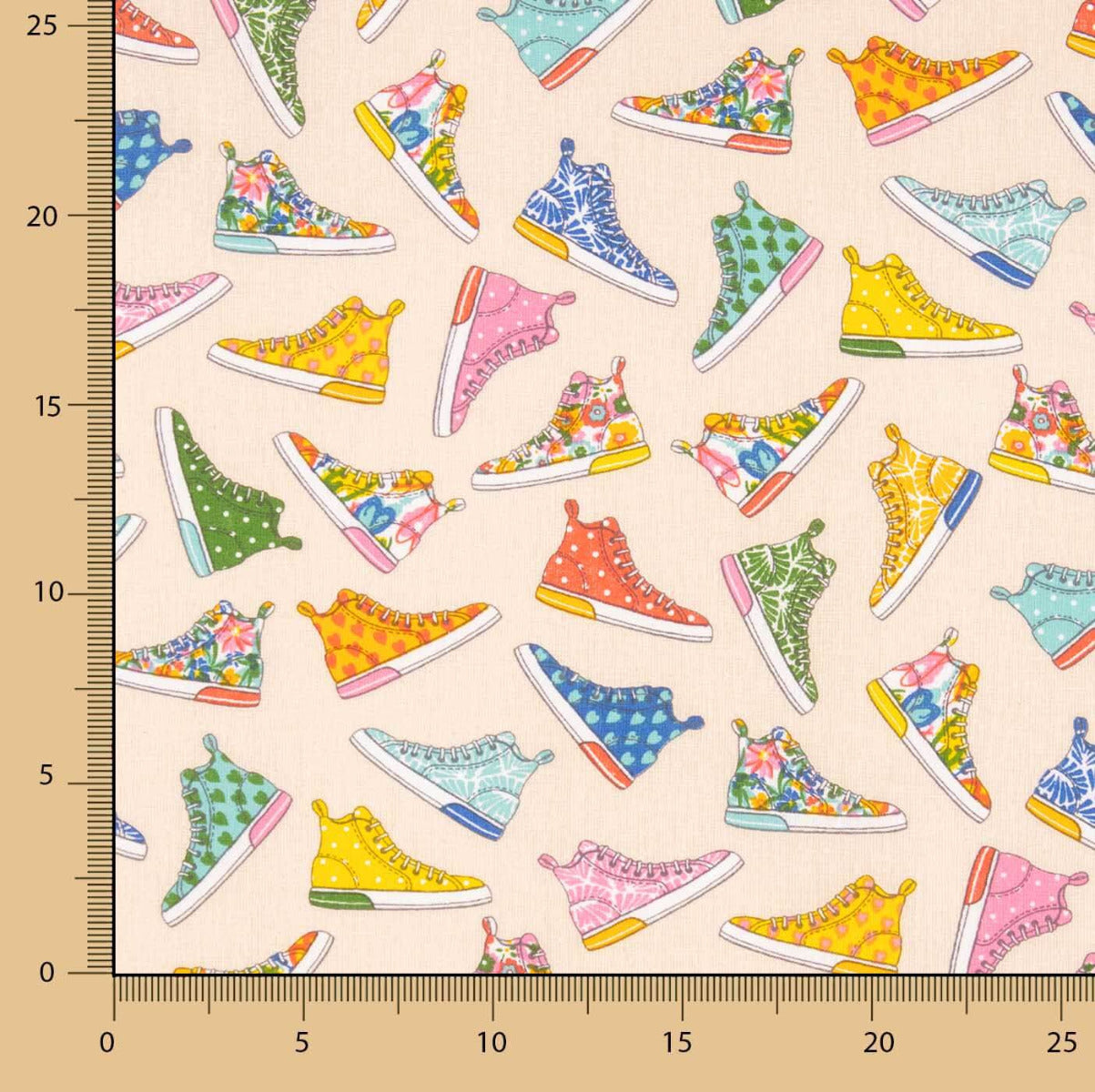 Algodão Estampado Baskets  Cru - Ribes y Casals