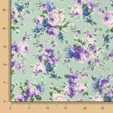 Popeline Estampado Flamenco Cretone Azul Fundo Verde Claro - Ribes y Casals