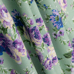 Popeline Estampado Flamenco Cretone Azul Fundo Verde Claro - Ribes y Casals