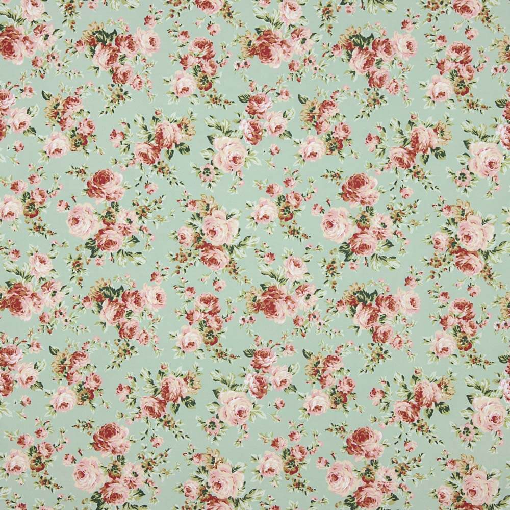 Popeline Estampado Flamenco Cretone Verde Claro - Ribes y Casals