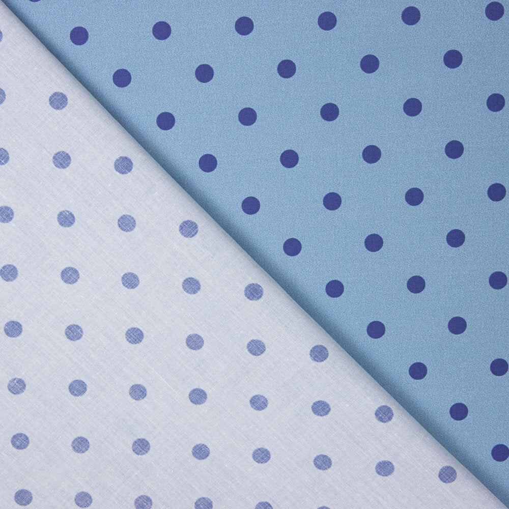 Popeline Estampado Flamenco Bolinhas 10mm  Azul Báltico - Ribes y Casals