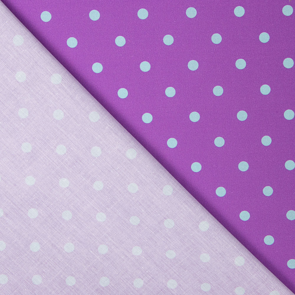 Popeline Estampado Flamenco Bolinhas 10mm Roxo - Ribes y Casals