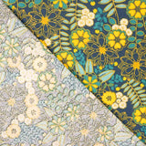 Algodão Estampado Flores Lily Azul - Ribes y Casals