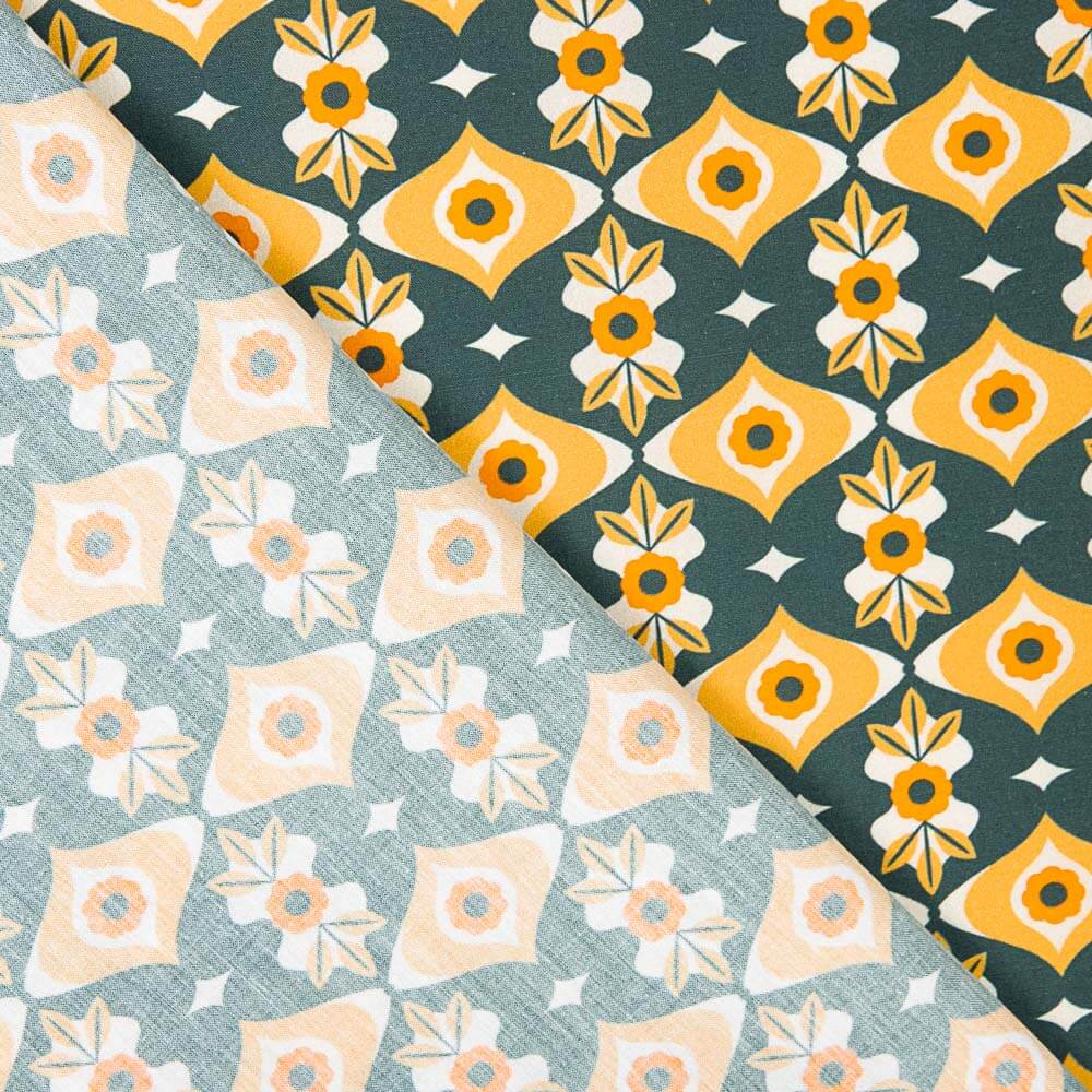 Popeline Estampado Geo Ocre - Ribes y Casals