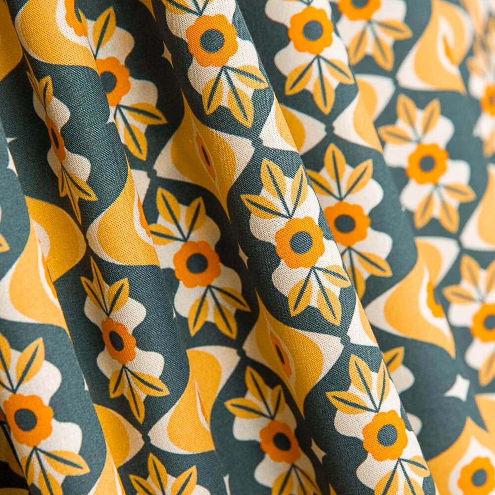 Popeline Estampado Geo Ocre - Ribes y Casals