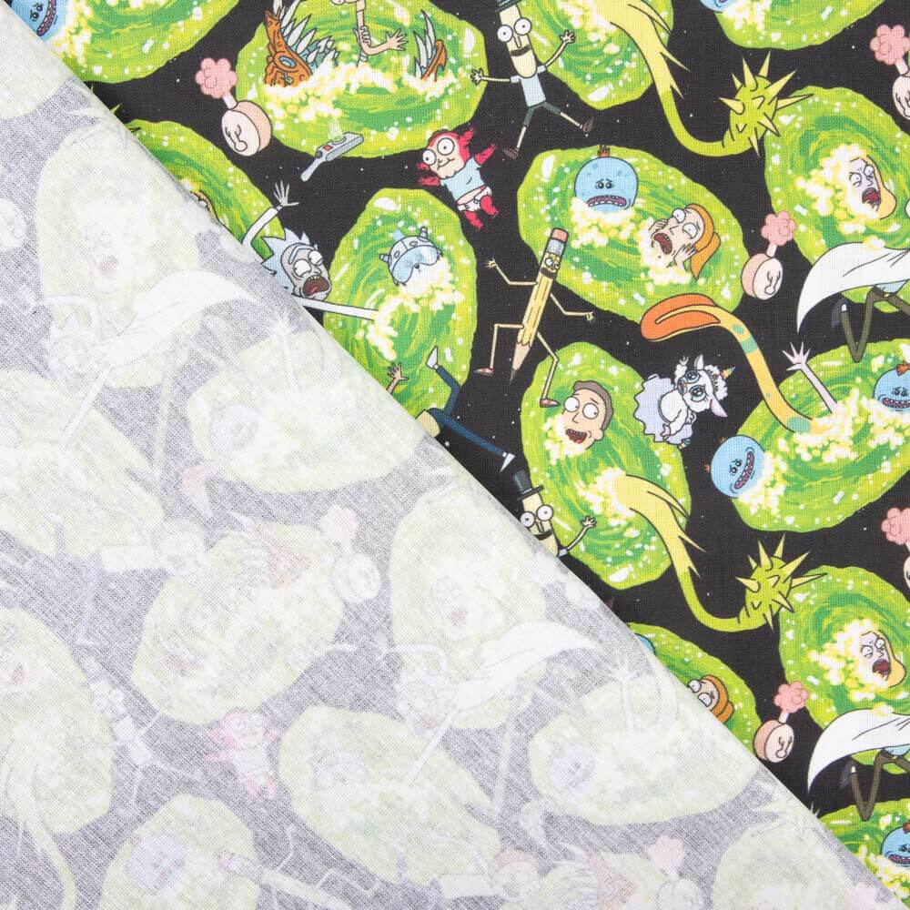 Popeline com Licença Rick e Morty Verde - Ribes y Casals