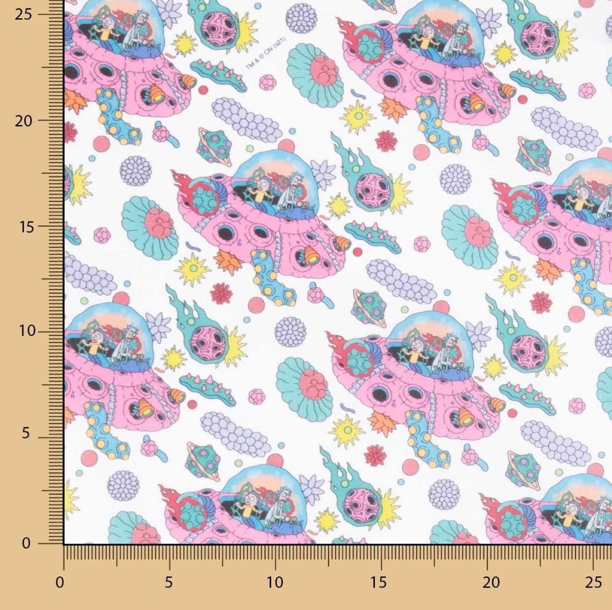 Popeline com Licença Rick And Morty Branco - Ribes y Casals