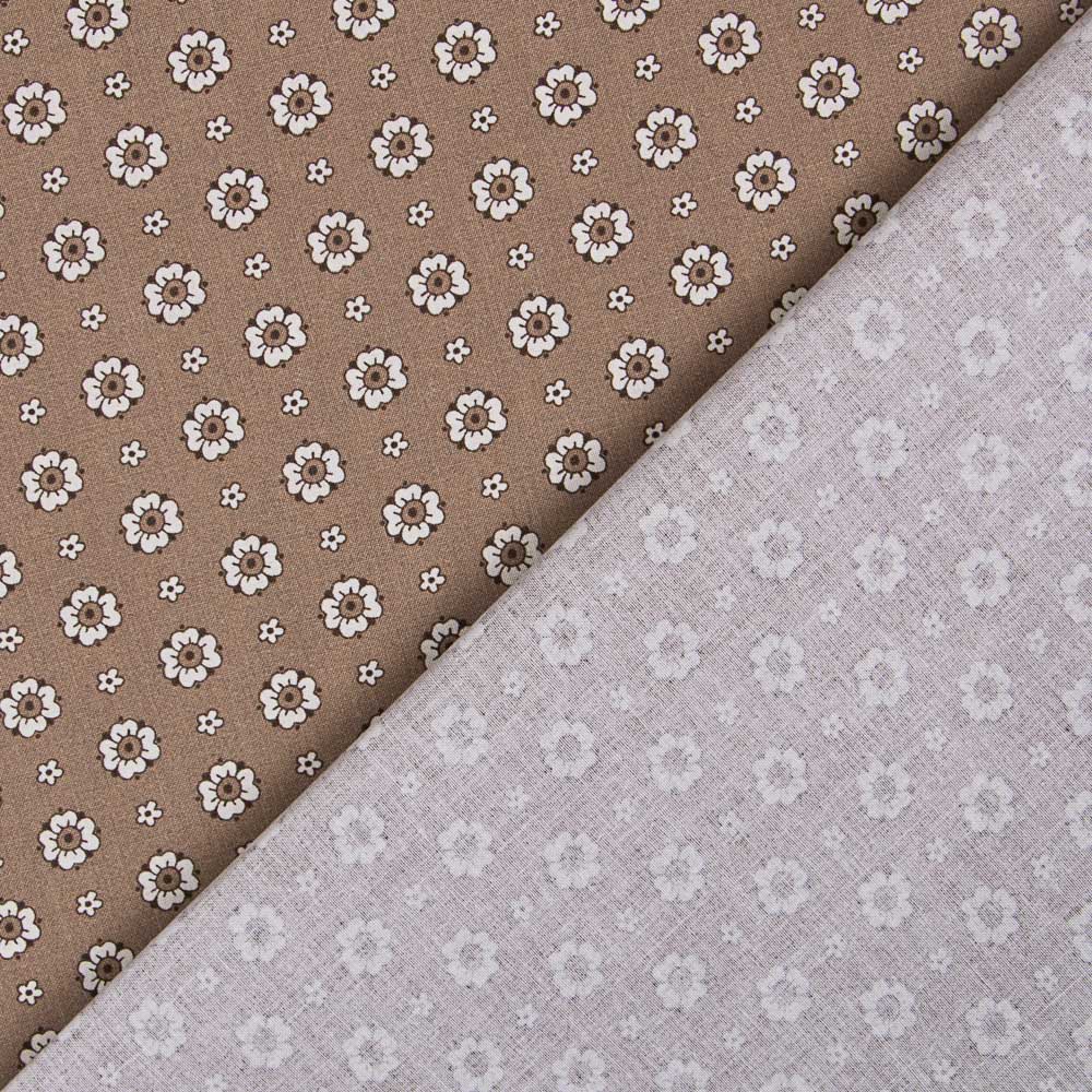 Popeline Flor Retro Bege - Ribes y Casals