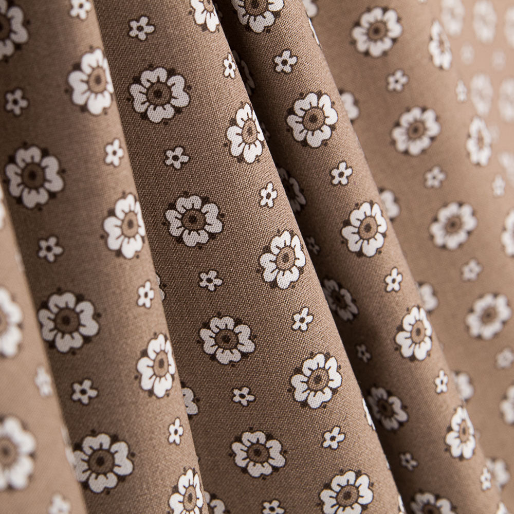 Popeline Flor Retro Bege - Ribes y Casals