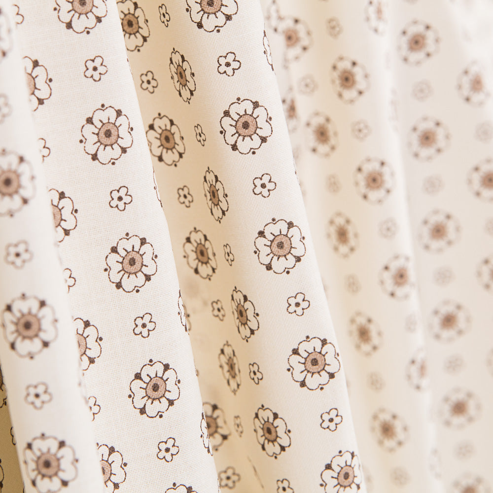 Popeline Flor Retro Ecru - Ribes y Casals