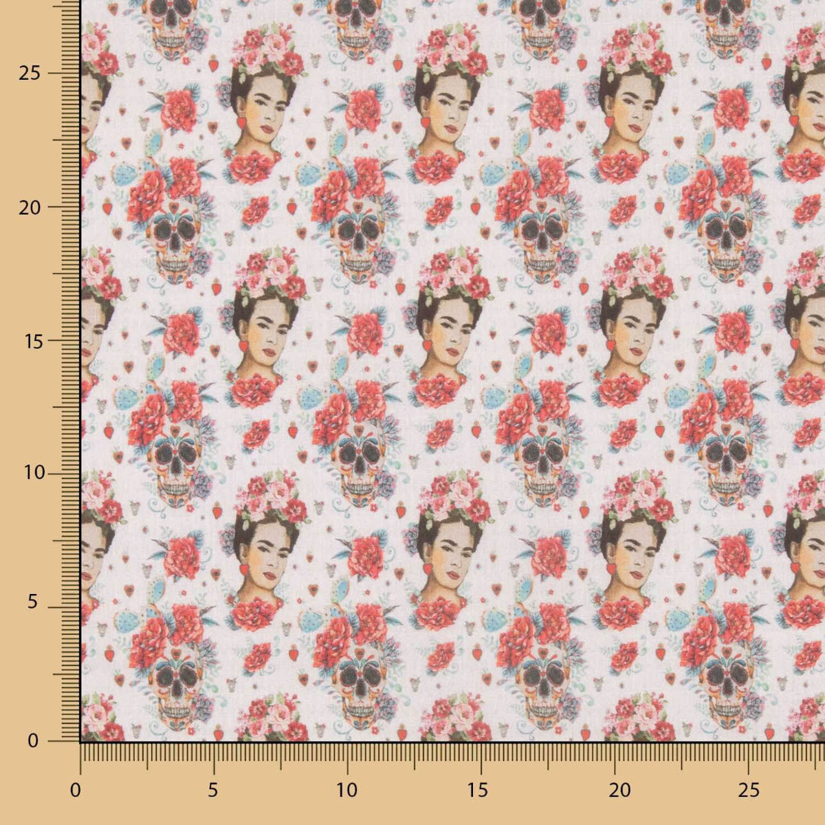 Retal Popelín Algodón Frida Catrinas 55x150 cm - Ribes y Casals