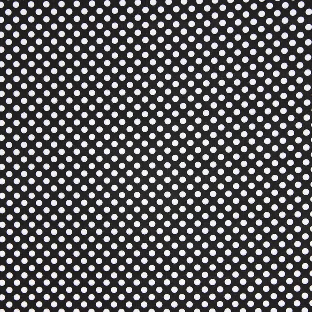 Popeline Flamenco Bolinhas Fundo Preto 7mm - Ribes y Casals