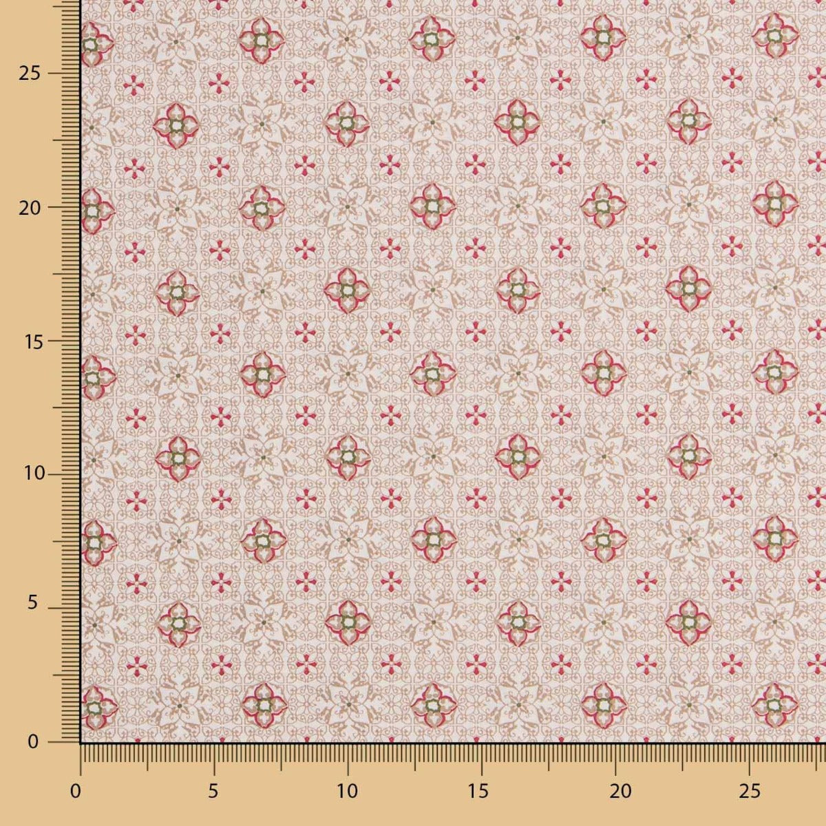 Popeline Mosaico Floral Vermelho - Ribes y Casals